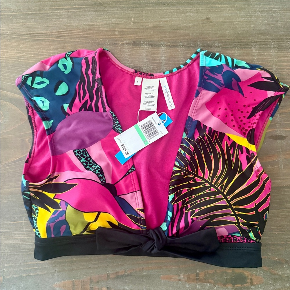 Bleu Rod Beattie Pink Crop Tie Front Bikini